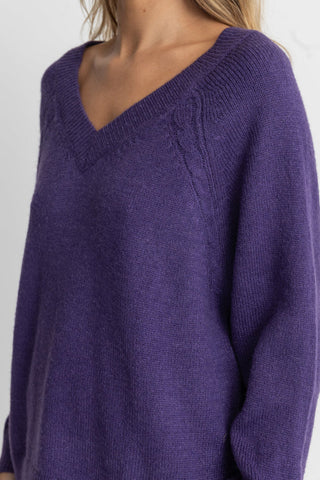 Moonstone Oversized V Neck Sweater, Purple