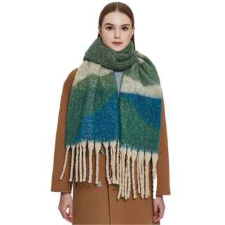 Adorro Soft Chunky Abstract Fleece Scarf with Tassel