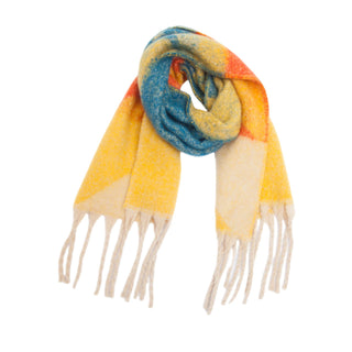 Adorro Soft Chunky Abstract Fleece Scarf with Tassel