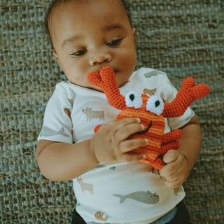 Pebble - Red Crab Rattle - Ocean-Themed Baby Toy