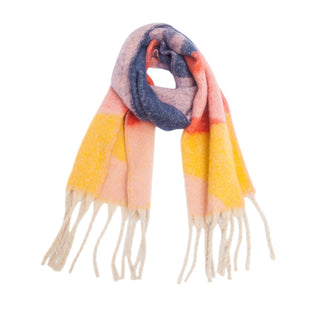Adorro Soft Chunky Abstract Fleece Scarf with Tassel