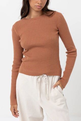 Classic Knit Long Sleeve Top, Cinnamon