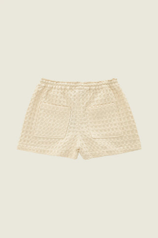 Ecru Drizzle Waffle Shorts