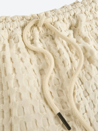 Ecru Drizzle Waffle Shorts