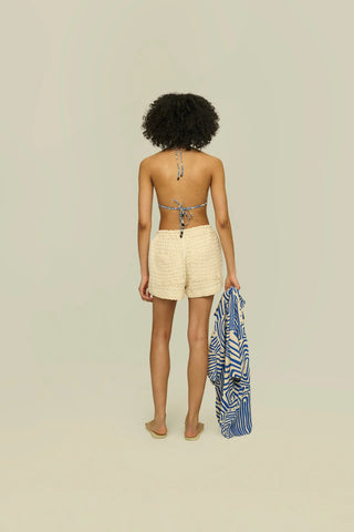 Ecru Drizzle Waffle Shorts