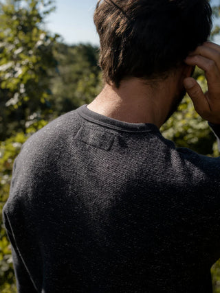 Wave Patch Crew Sweatshirt, Faded Navy