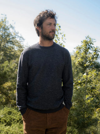 Wave Patch Crew Sweatshirt, Faded Navy