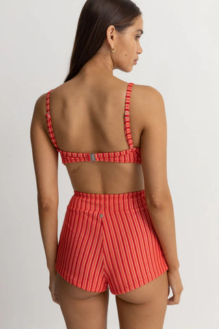 Bikini Crop Top, Red Terry Sands Stripe