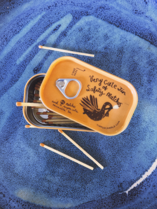 Tinned Candle - Very Cute Tin of Safety Matches (Orange)