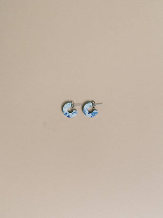 NAT + NOOR - Mali | Ocean | Blue + White Hoop Earrings | Small Size