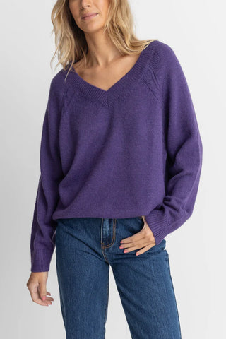 Moonstone Oversized V Neck Sweater, Purple