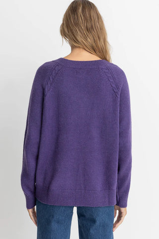 Moonstone Oversized V Neck Sweater, Purple