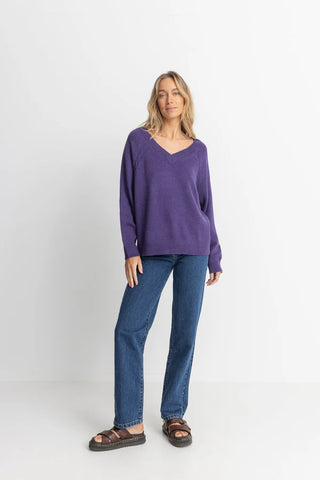 Moonstone Oversized V Neck Sweater, Purple