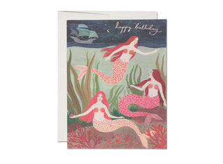 Red Cap Cards - Mermaids birthday greeting card
