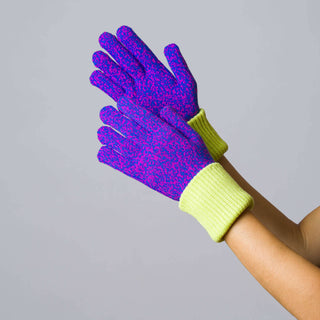 Ribbed Long Knit Gloves: Magenta Cobalt