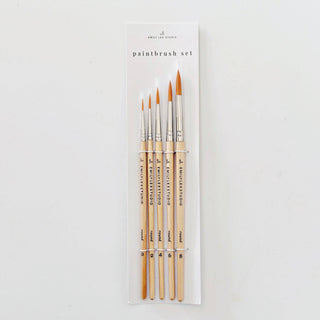 emily lex studio - Watercolor paintbrush set of five wood brushes
