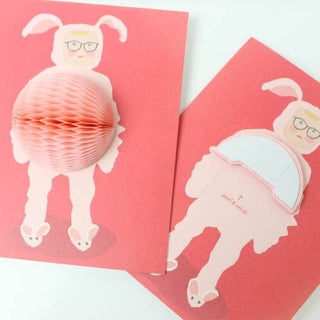 Inklings Paperie - Pop-up Card - Bunny Suit - Holiday