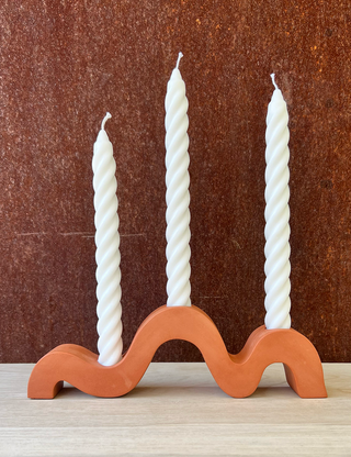 Well Hello Studio - Earth Tone Squiggle Candle Holder
