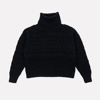 Cable Sweater in Black: MEDIUM