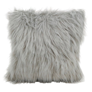 Long Hair Faux Fur Pillow - Poly Filled: 18" / Polyester Insert / Natural
