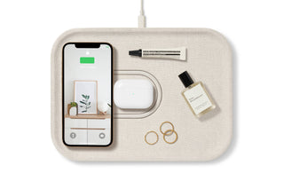 Essentials Linen Wireless Dual Charge Tray