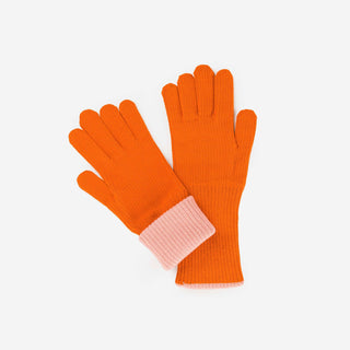 Ribbed Long Knit Gloves: Magenta Cobalt