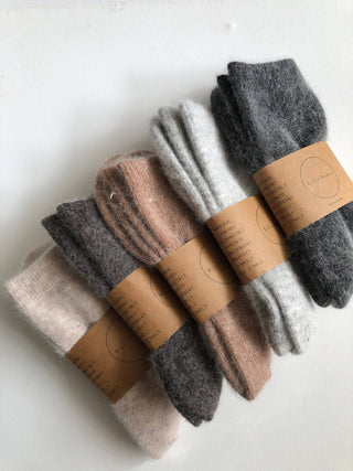 Billy Bamboo - FLUFFY ANGORA SOCKS - NEUTRAL