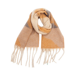 Adorro Soft Chunky Abstract Fleece Scarf with Tassel