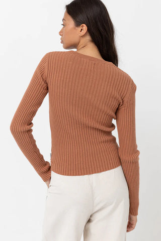 Classic Knit Long Sleeve Top, Cinnamon