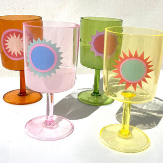 Poolside Wine Glass Set, Rio Sun