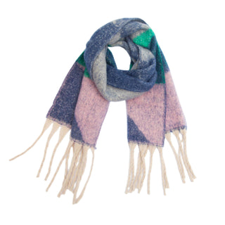 Adorro Soft Chunky Abstract Fleece Scarf with Tassel