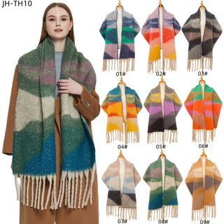 Adorro Soft Chunky Abstract Fleece Scarf with Tassel