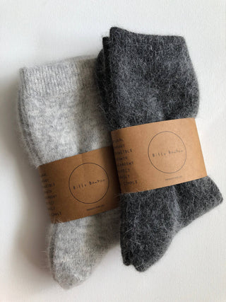 Billy Bamboo - FLUFFY ANGORA SOCKS - NEUTRAL