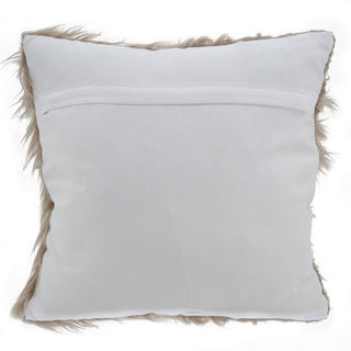 Long Hair Faux Fur Pillow - Poly Filled: 18" / Polyester Insert / Natural