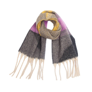 Adorro Soft Chunky Abstract Fleece Scarf with Tassel