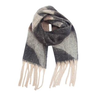 Adorro Soft Chunky Abstract Fleece Scarf with Tassel