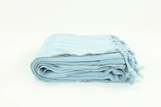 Premium Stone Washed Turkish Towel, Light Blue