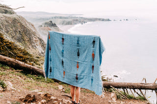 Handmade Thunderbird Baja Blanket, Sky Blue
