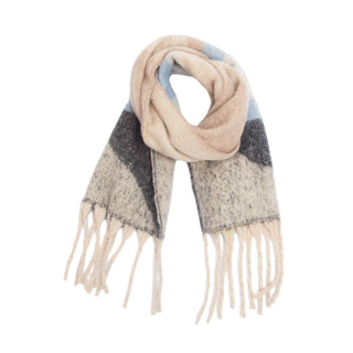 Adorro Soft Chunky Abstract Fleece Scarf with Tassel