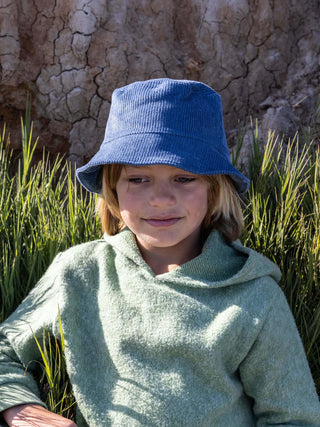 Kids Bucket Hat, Blue Corduroy